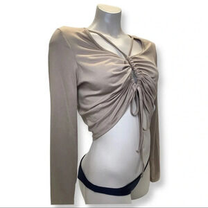 Self Esteem Size Small Long Sleeve Scrunch Front Tie Top. New